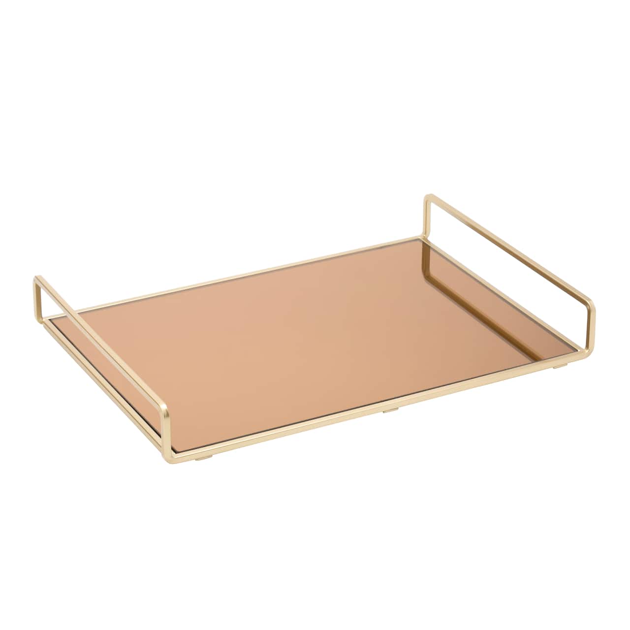 Home Details 15.75" Satin Gold Classic Mirror Vanity Tray